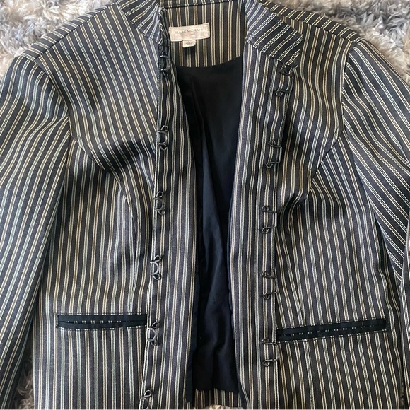 Issac Mizrahi Black Striped Lined Motor Jacket / Blazer - Picture 4 of 11
